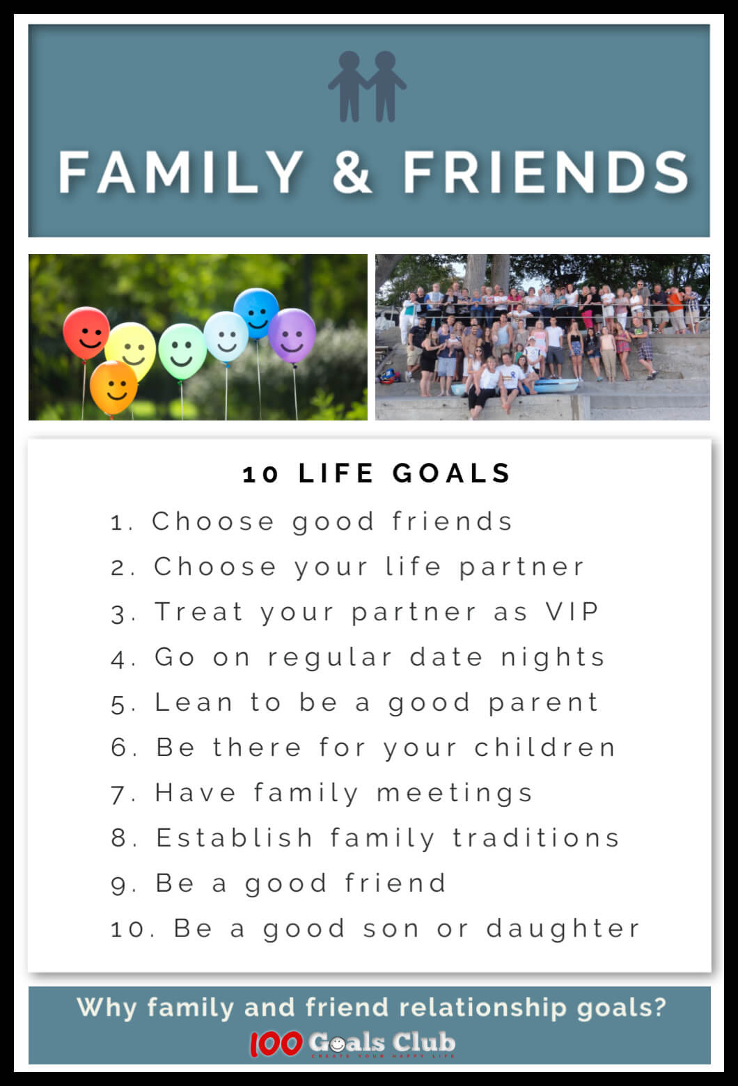 10 relationship goals for friends & family 100 Life Goals